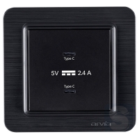 Розетка USB-C + USB-С 5V-2.4A Arvia Electric Lavin Черный матовый (21 25 4007 303)